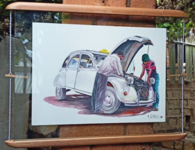 2CV BLANCHE-avec cadre Je commande ce tableau de Nary Arthur maintenant ! 08 2CV BLANCHE avec cadre 2